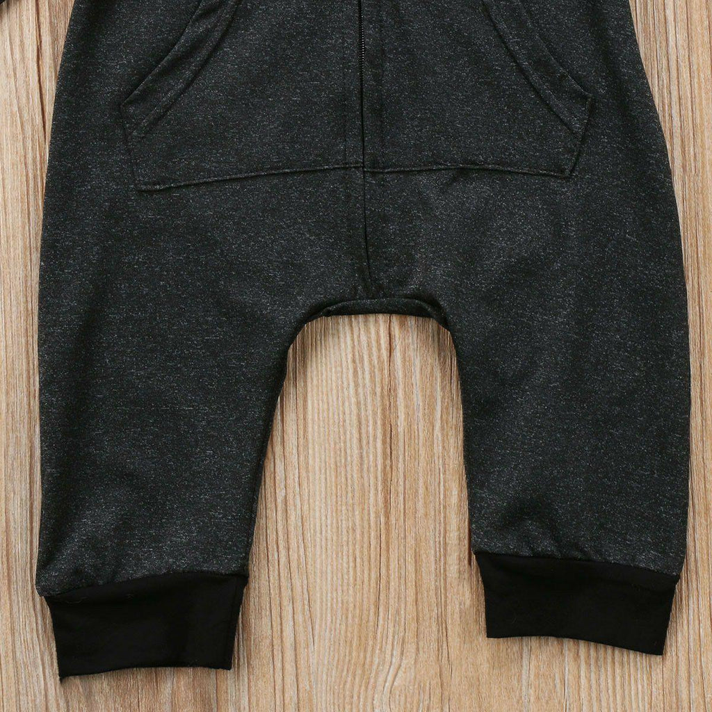 Barboteuse grenouillère unisexe chaude à capuche en coton à manches longues et fermeture éclair pour bébés de 0 à 24 mois, style moderne