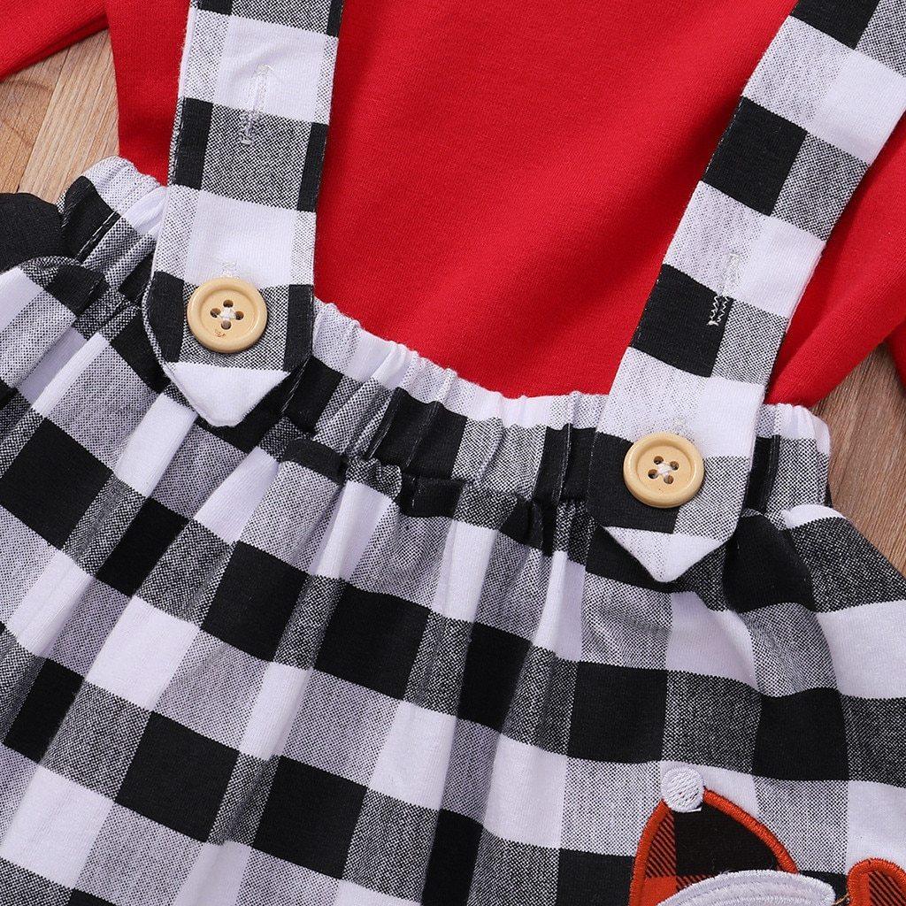 Jolies Tenues Automne Hiver Bretelles à Carreaux Robe de Noël Vêtements Jupes pour Enfants Filles