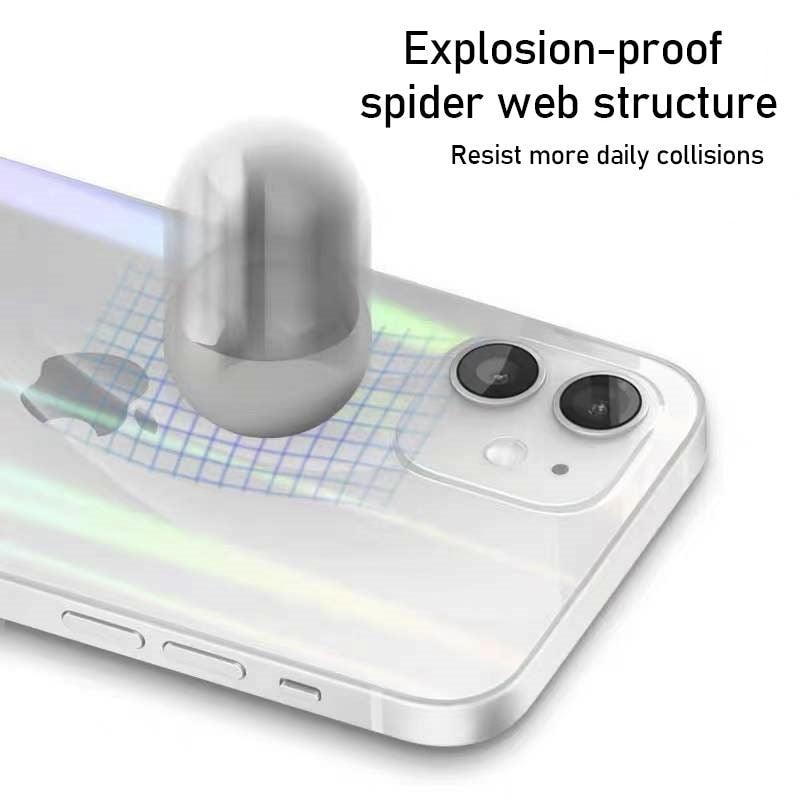 Film Hydrogel Aurora Laser Dégradé pour iPhone 13 11 12 Pro Max Mini X XS XR 7 8 Plus SE 2, Protection d'écran Souple, Coque Arrière Complète, Fine et Anti-Rayures pour iPhone