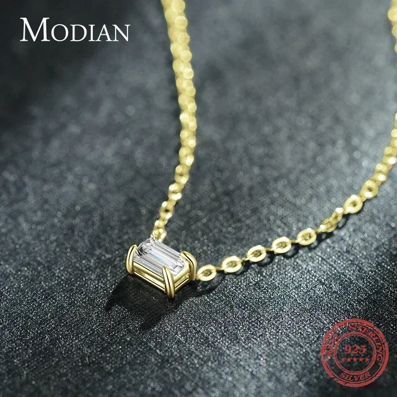 Modian Véritable Argent Sterling 925 Mode Charme AAA Zircone Pendentif Collier Pour Femmes Colliers Féminins en Argent Bijoux Fins