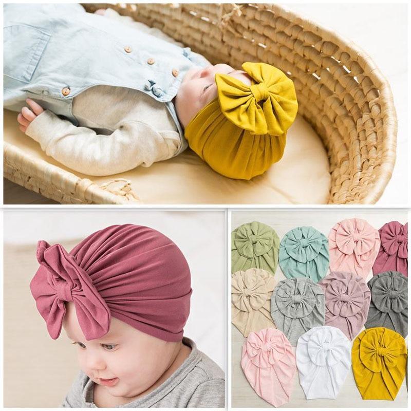 Bandeau de luxe moderne pour bébé avec nœud imprimé en coton extensible, turban, bandeau pour bébé, bonnet, pour bébés et enfants