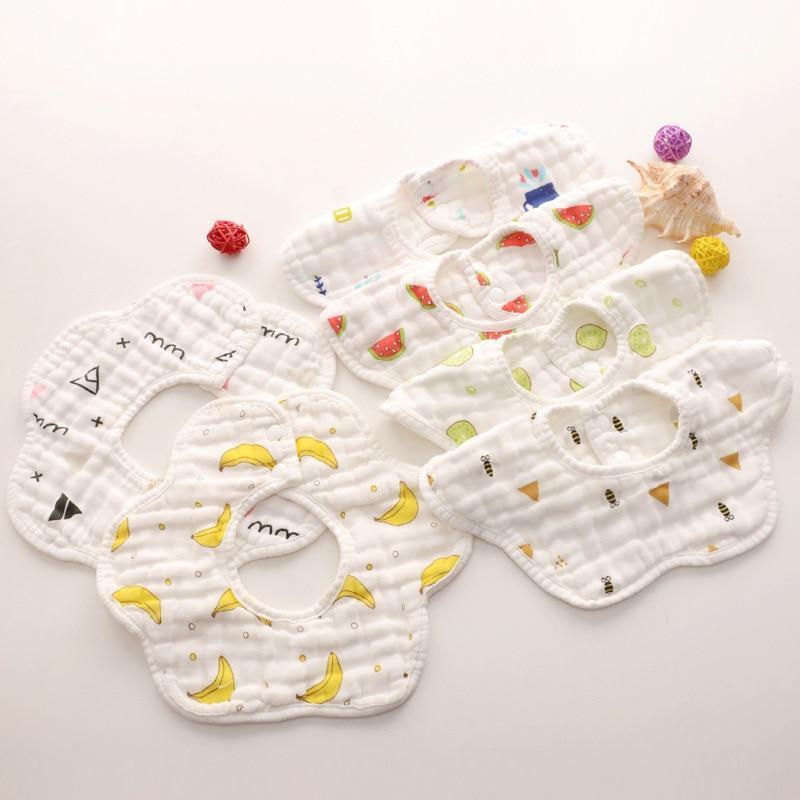 Bavoir unisexe 360° en gaze 8 épaisseurs pour bébé et enfant, serviette anti-bave pour nouveau-né et nourrisson