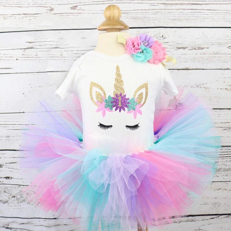 Robes tutu licorne pour nouveau-nés et tenues de premier anniversaire pour bébés filles dans un design moderne et luxueux