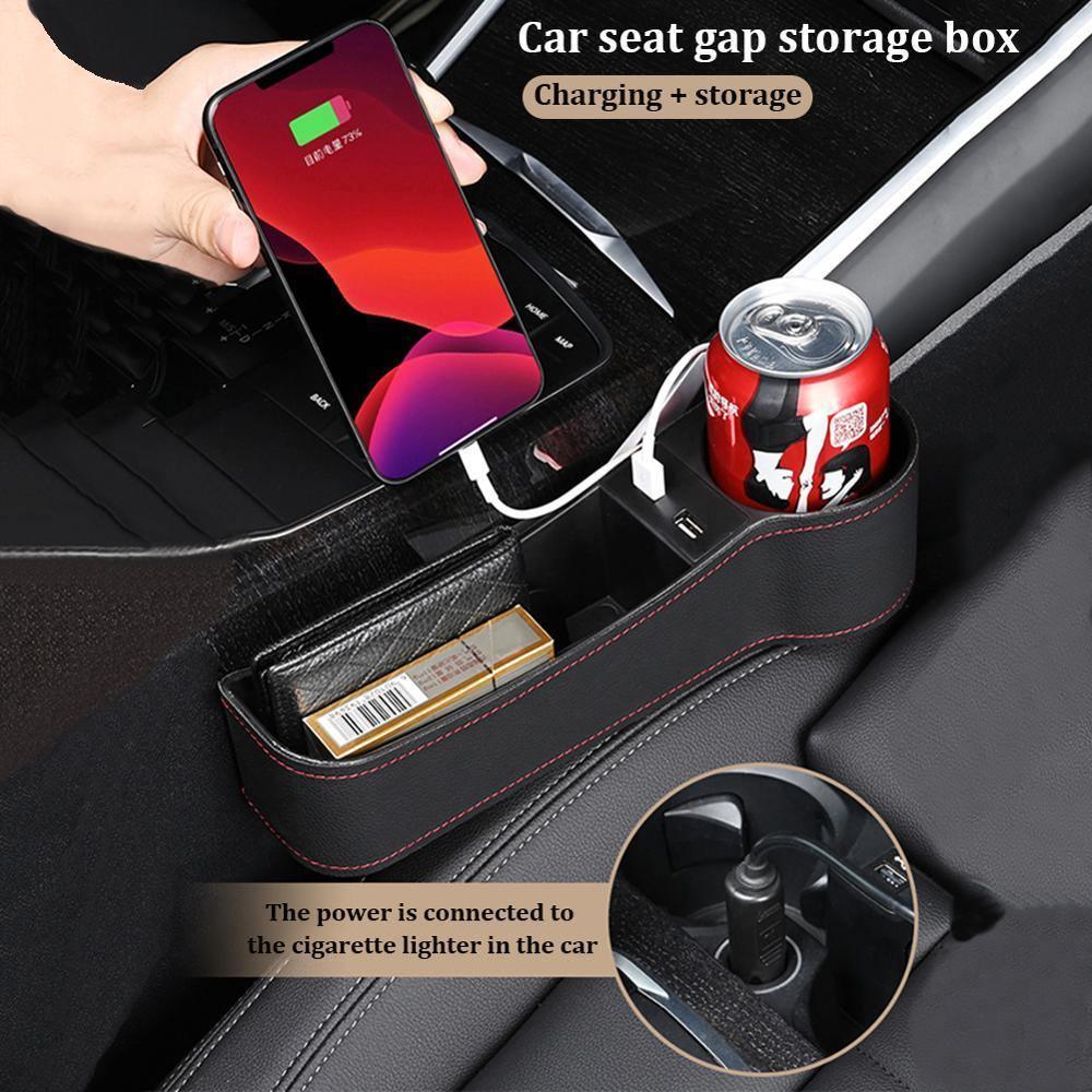 Boîte de rangement multifonctionnelle pour siège de voiture, boîte de rangement en cuir PU, organisateur de téléphone, porte-bouteilles et gobelets, accessoires de voiture