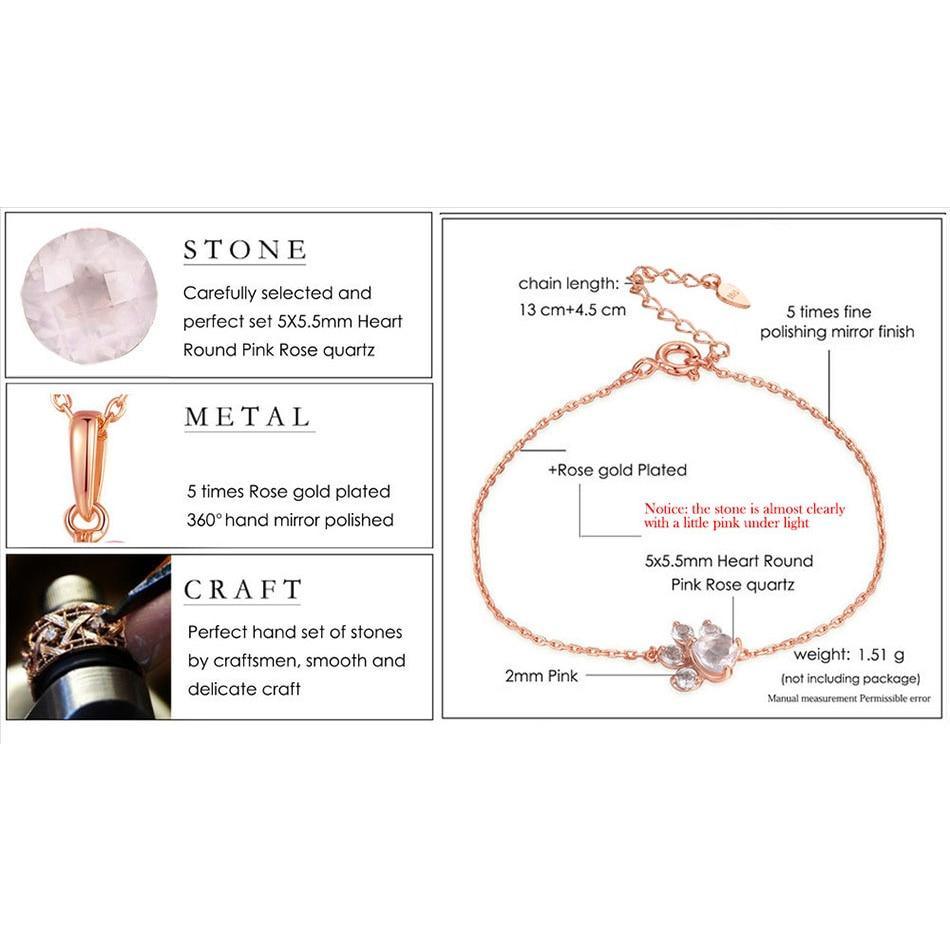 Élégant Bijoux de Mariage Moderne Chien Chat Patte Ours Griffe Cœur Rose AAA Zircon Cubique Chaîne Maillons Or Rose Bracelets de Luxe pour Femmes Bijoux de Fête Cadeau