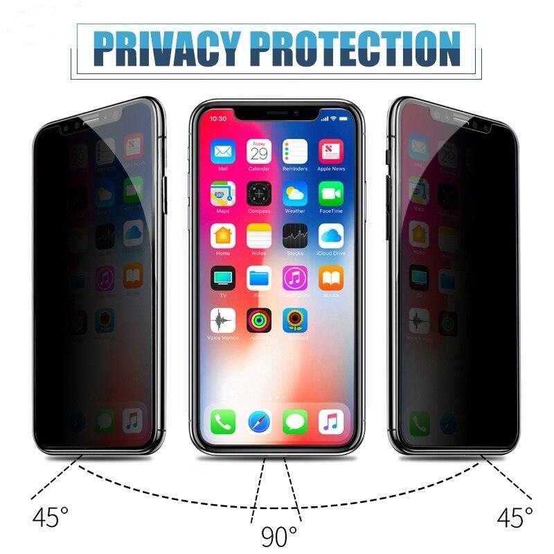 Lot de 3 Films de Protection Anti-Espion en Verre Trempé pour IPhone 11 12 13 14 Pro Max 12 Mini X XS XR 6 6S 7 8 Plus Protection d'Écran Confidentiel Anti-Espion HD en Verre Trempé Incassable Antichoc