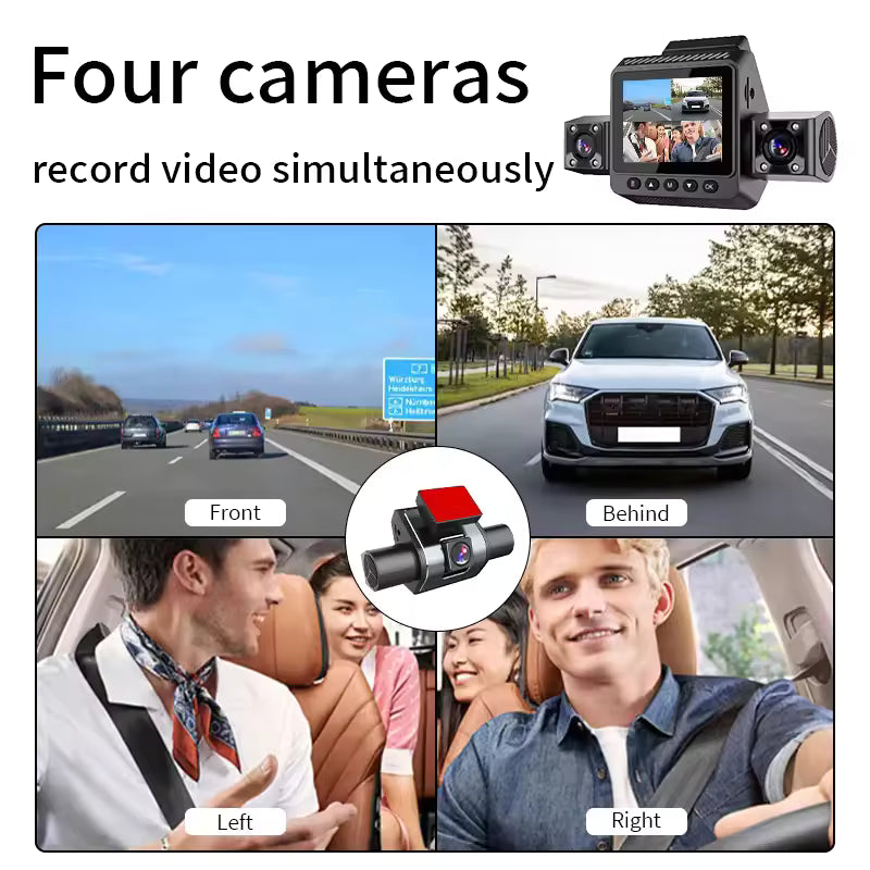 Enregistreur de conduite automobile 360° – Vision nocturne, 1080p, 4 canaux