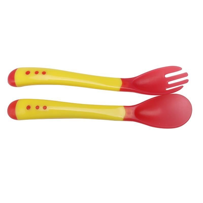 Ensemble unique cuillère et fourchette pour l'apprentissage de l'alimentation des nouveau-nés, facile à prendre en main pour les repas des enfants, couverts, fourchettes d'alimentation