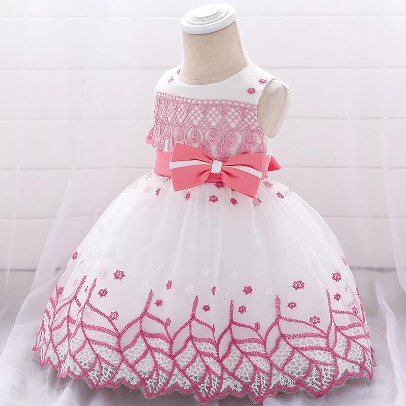 Robe élégante de princesse brodée de feuilles pour filles, robes de mariée uniques pour bébés