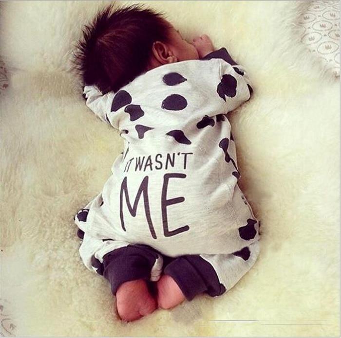 Mode "Ce n'était pas moi" Vêtements bébé garçon fille nouveau-né tout-petit combinaison à pois manches longues ensemble de vêtements pour nourrissons tenues