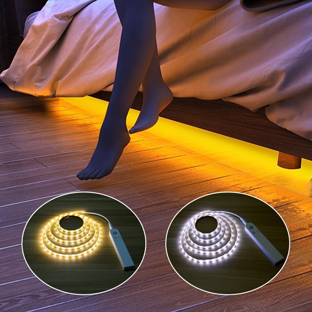 Stevvex Veilleuses de chevet sans fil avec mode nuit, alimentées par USB, détecteur de corps humain, bande LED pour escaliers, couloirs