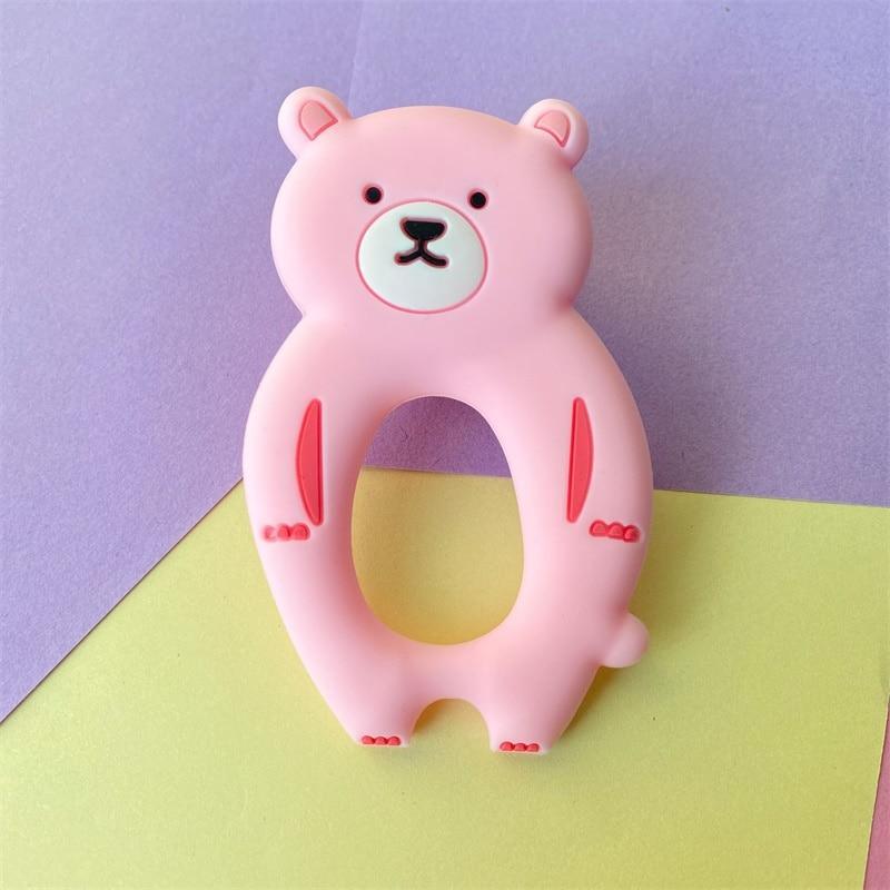 4pcs Ours Silicone Anneau de Dentition Bébé Jouets de Dentition Mâchable Dessin Animé Forme d'Animal Produits pour Bébé Cadeau d'Allaitement
