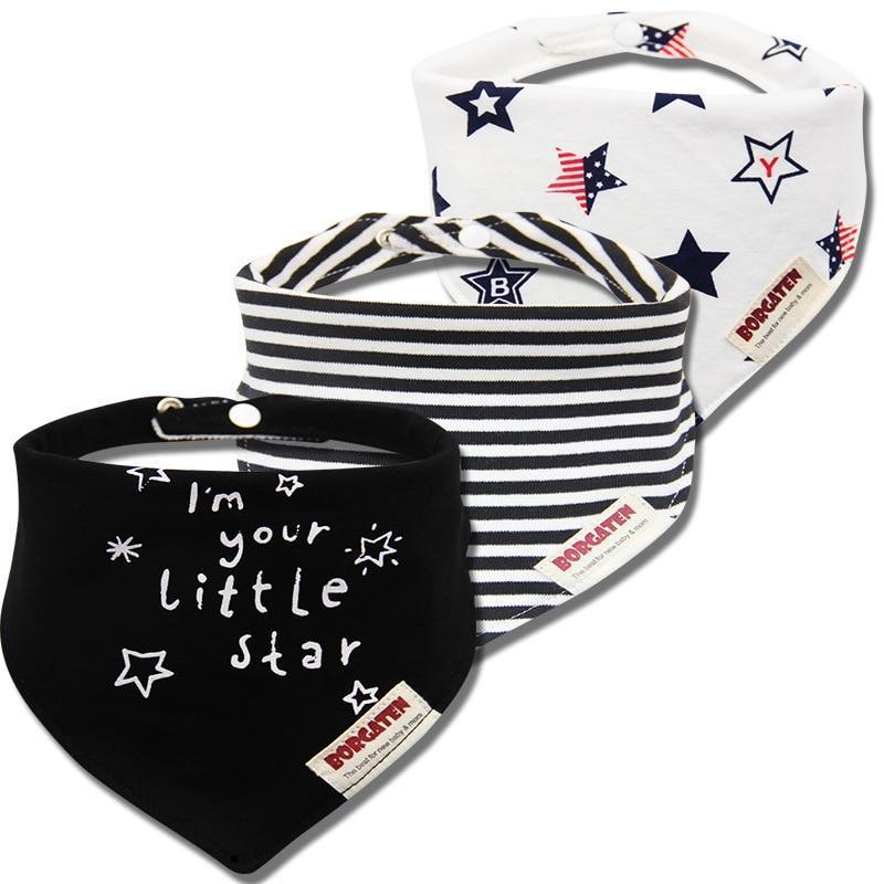 Lot de 3 bavoirs bandana confortables, imperméables, en coton biologique, pour bébé fille et garçon
