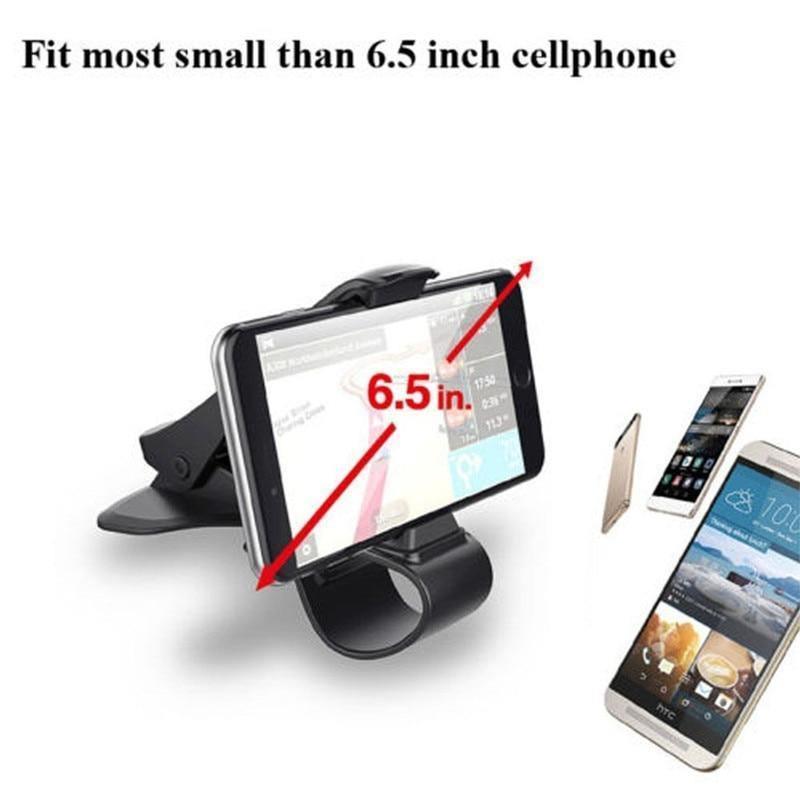 Support de téléphone de voiture noir solide et réglable, jusqu'à 6,5 pouces, pour téléphone portable