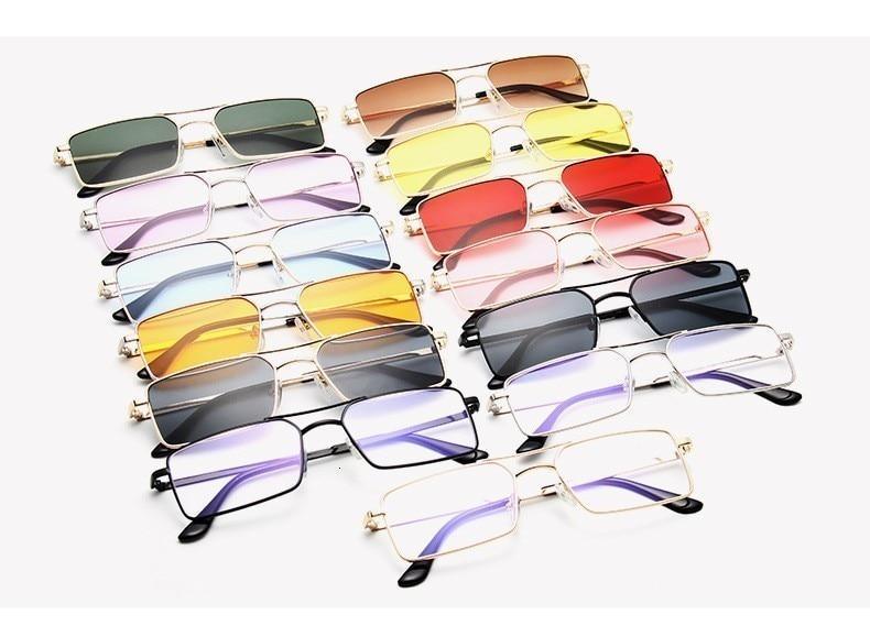 Lunettes de soleil de luxe célèbres Rétro Modernes Carrées Unisexe Homme et Femme avec petite monture en alliage métallique et double pont transparent pour homme