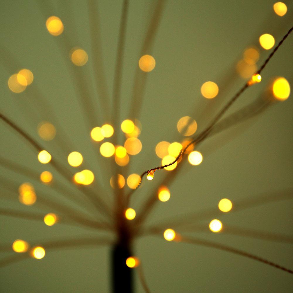 Lampe solaire LED de luxe moderne pour jardin en forme de feux d'artifice d'arbre avec fils de cuivre
