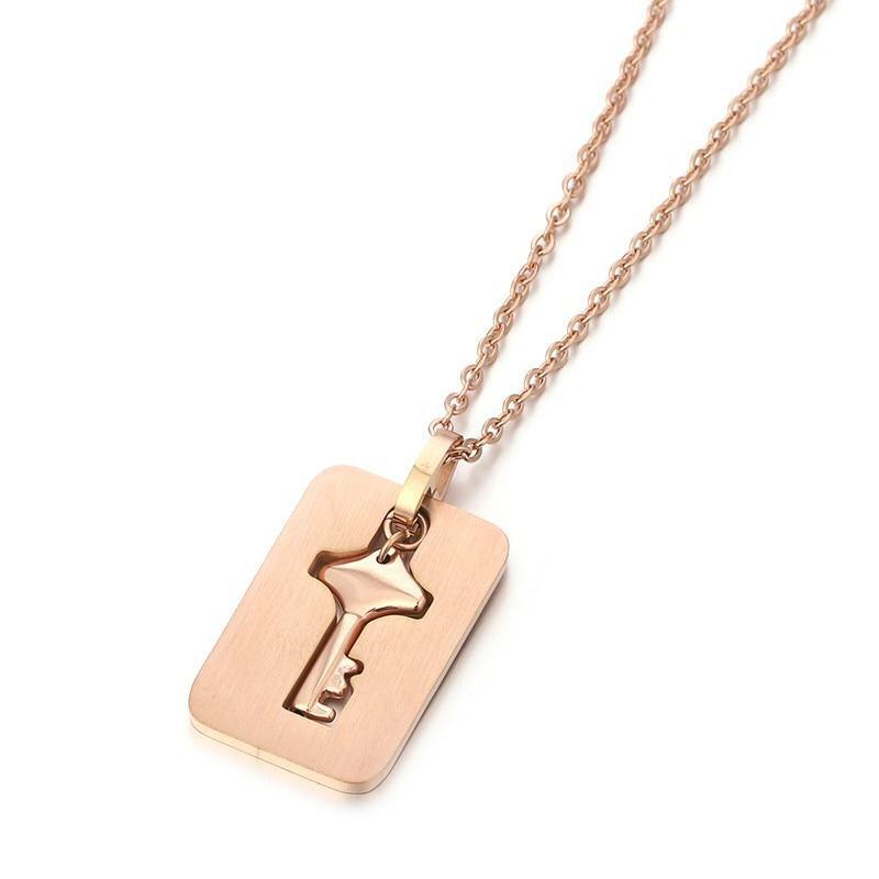 Bijoux de luxe en acier inoxydable et en acier titane avec serrure concentrique, bracelet et collier assortis pour couple, pour femme