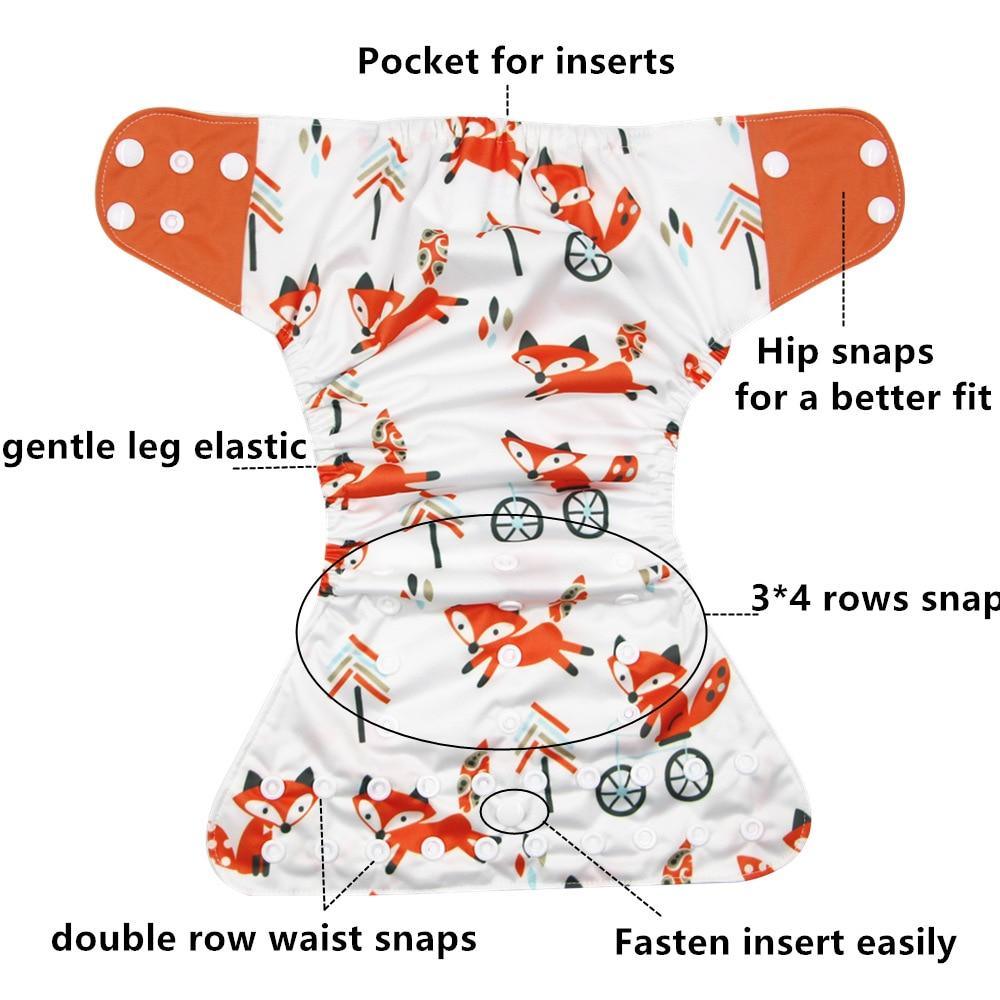 Lot de 4 couvre-couches lavables, écologiques et réglables pour bébés et enfants, en tissu imprimé réutilisable