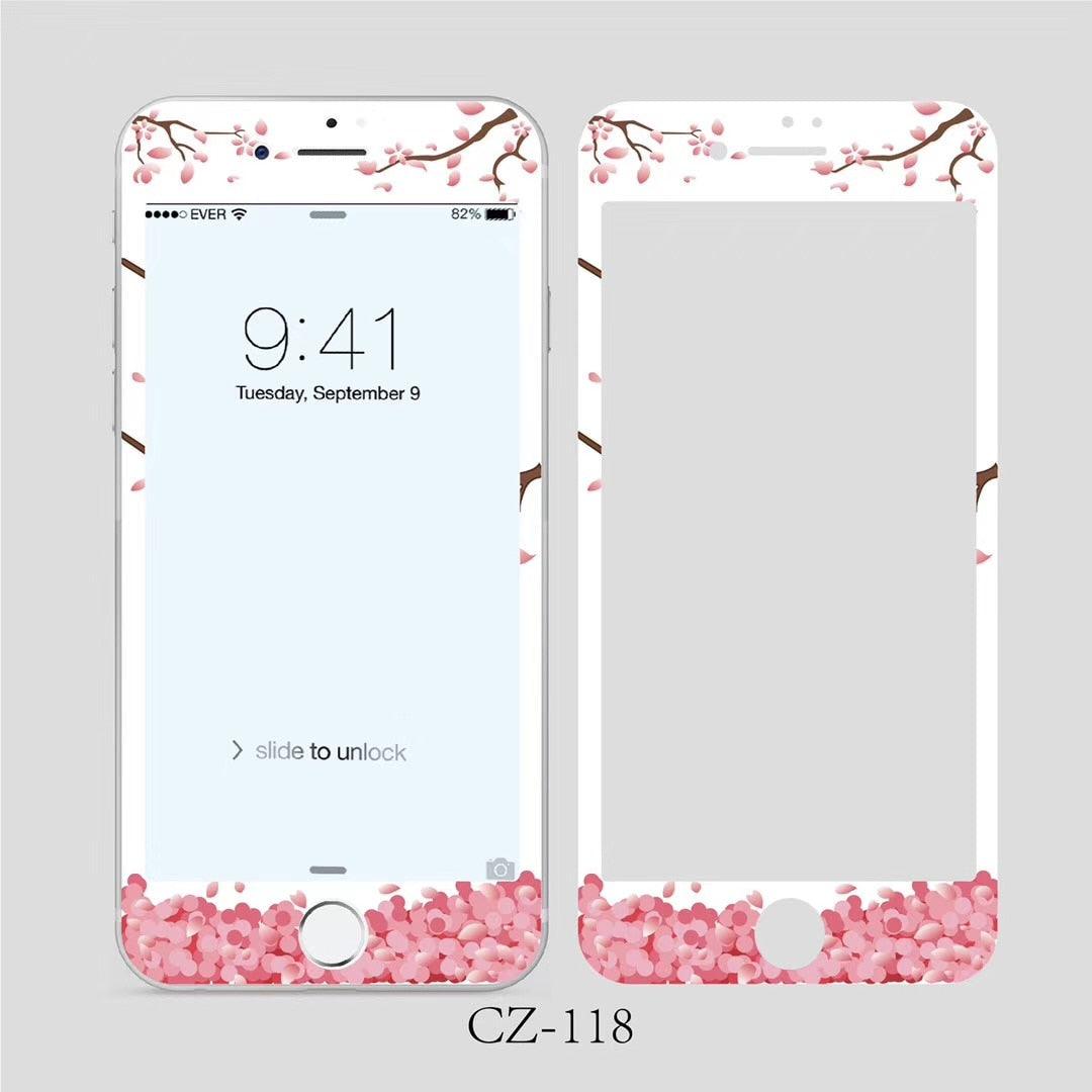Verre trempé incurvé 3D pour iPhone 6 6s 7 8 Plus, motif fleurs tendance, protecteur d'écran, film de protection, protecteur d'écran en verre trempé conçu pour iPhone
