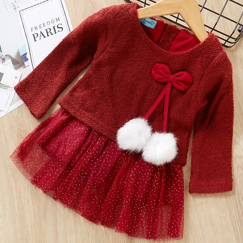 Bébé Fille   Mignonne Robe avec Boule Fluffy Design Unique Cadeau Parfait pour Petites Filles