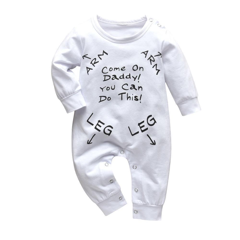 Grenouillère bébé nouveau-né pyjama coton mignon lettre "J'aime papa et maman" manches longues barboteuses vêtements pour bébés enfants