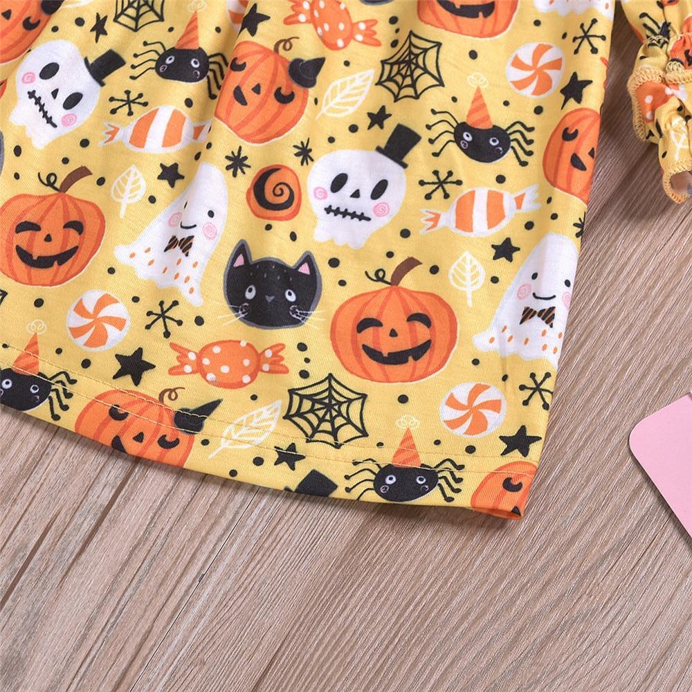 Robe moderne d'automne colorée pour bébés filles, de 1 à 6 ans, motif citrouille d'Halloween, saison automne