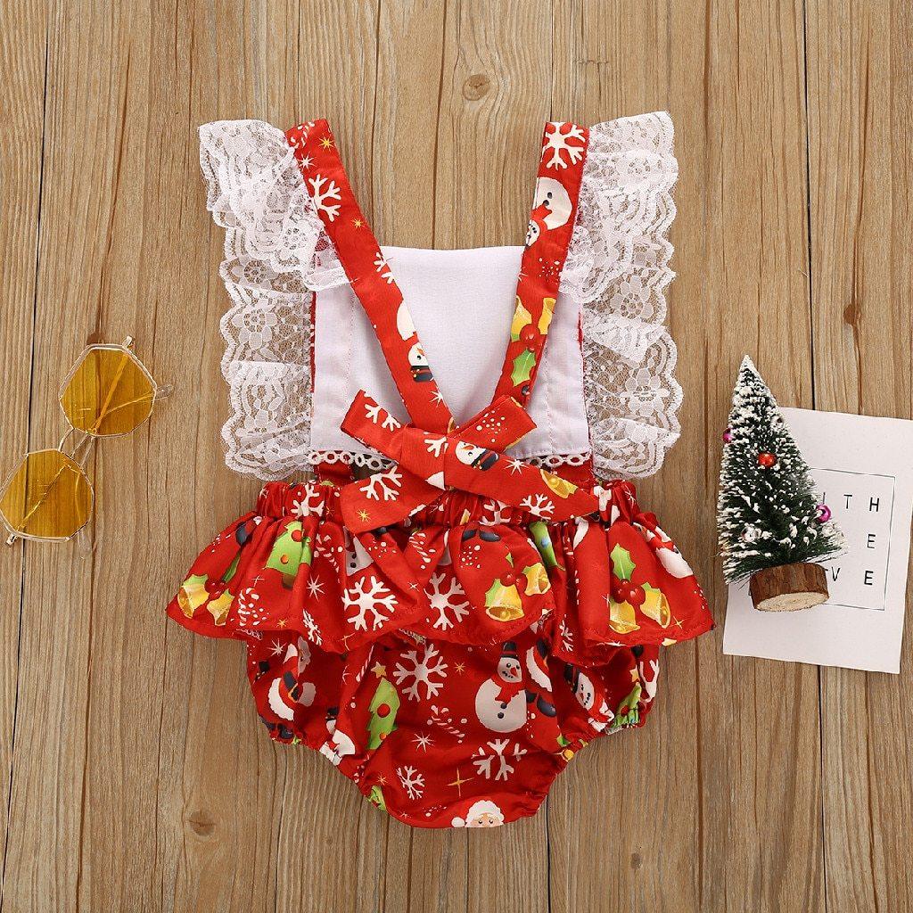 Ensemble nouveau-né pour petites filles, tenue de Noël Princesse : robe à bretelles, body et bandeau.