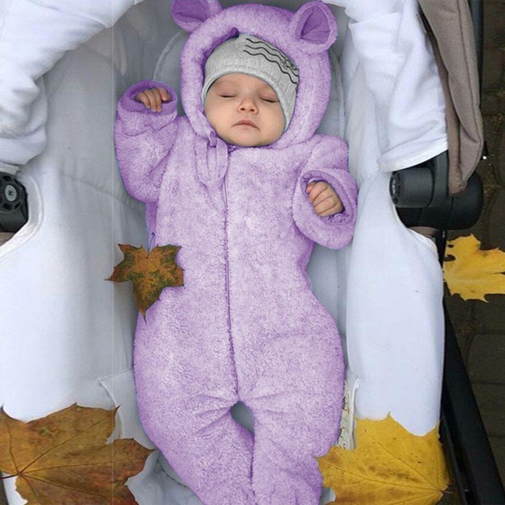 Nouvelle Tendance Hiver Combinaison Bébé Chaude Nouveau-né Garçon Solide Capuche Bébé Barboteuse Manteau Chaud Combinaison Polaire Vêtements d'Extérieur pour Garçons et Filles