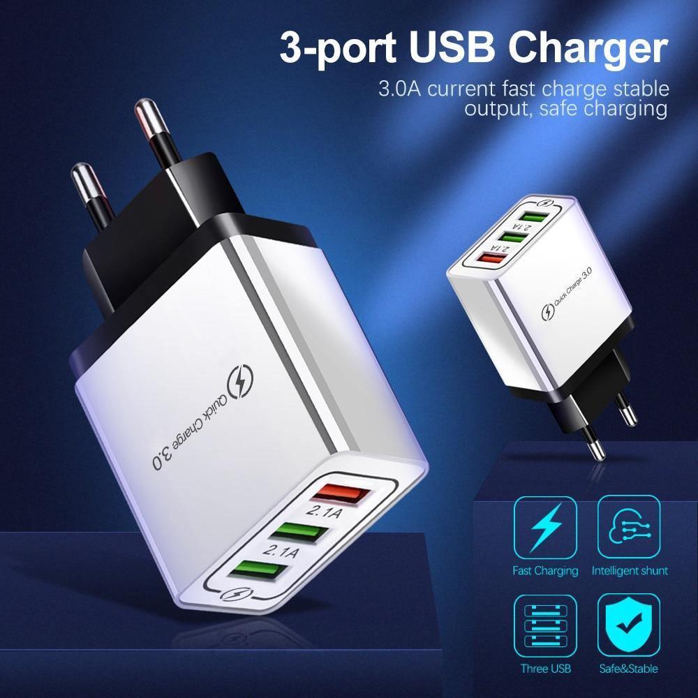 Chargeur USB rapide et moderne, chargeur mural portable pour téléphone portable avec charge rapide 3.0 et grande puissance