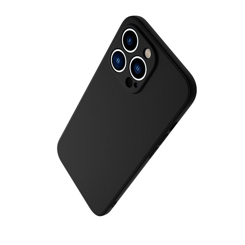 Coque Noire Pour iPhone 5 5s SE 2020 6 6s 7 8plus x 10 XR XS 11 12 13 Mini Pro MAX Housse en Silicone Motif Voiture Coque Arrière en Silicone Noir Mat Pour iPhone