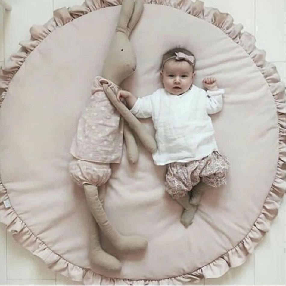 Tapis de jeu pour bébé, tapis pour enfants, tapis de jeu pour nouveau-né, tapis rembourré pour enfants, tapis de rampement en coton doux, tapis rond, décoration de chambre pour bébé
