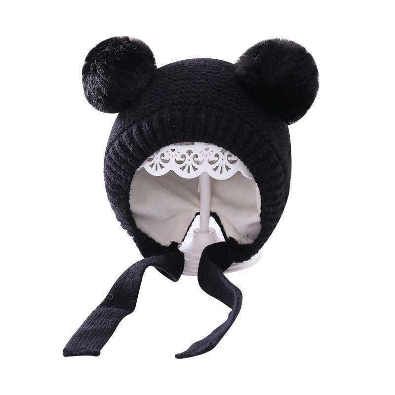 Chapeau d'Hiver de Noël Tricoté pour Bébé Fait à la Main Tendance Moderne Mignon Double Pompom Bonnet pour Nouveau-né Garçon Fille Cache-Oreilles Chapeaux Enfants