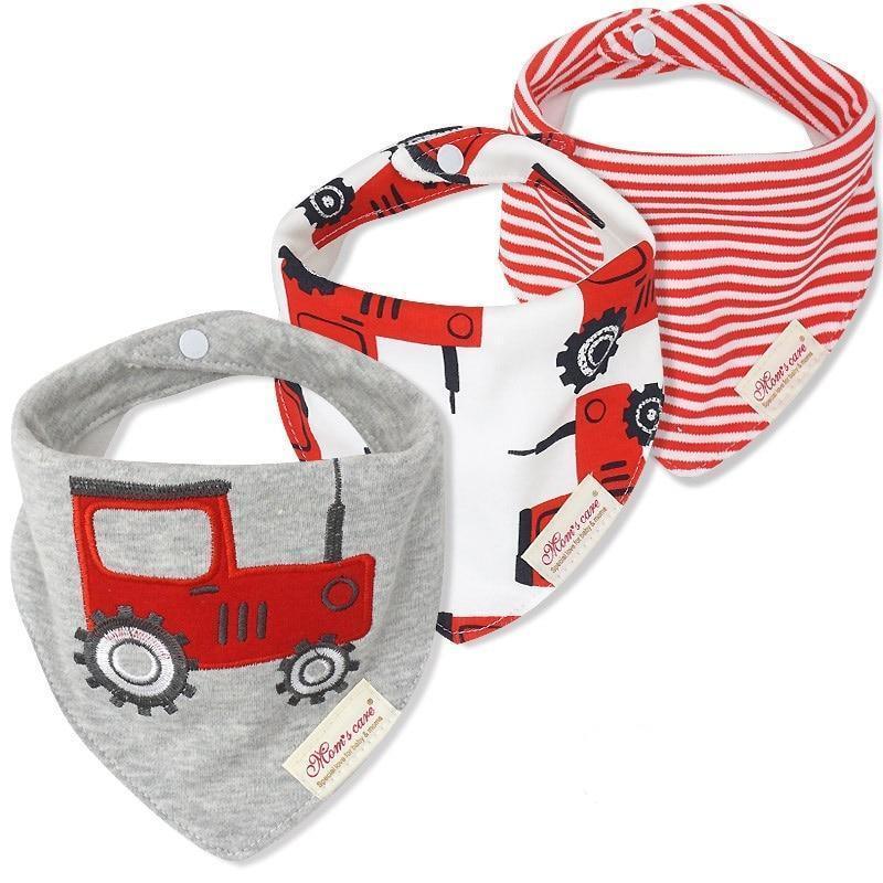 Bavettes bandanas pour bébé Moder, lot de 3 en coton, motifs triangulaires variés pour bébés garçons et filles