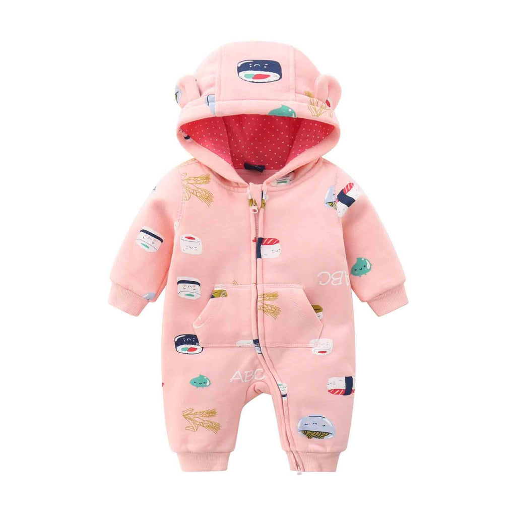 Grenouillères à manches longues et à capuche zippée pour bébé, combinaisons et barboteuses pour garçons et filles pour la saison automne-hiver