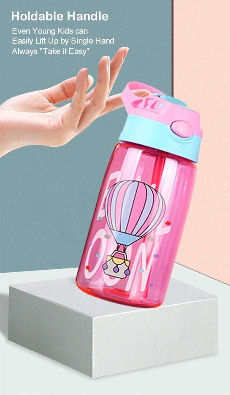 Biberon Enfant Dessin Animé Anti-Fuite Créatif Avec Paille Couleurs Vives Bouteilles Durables Pour Enfants