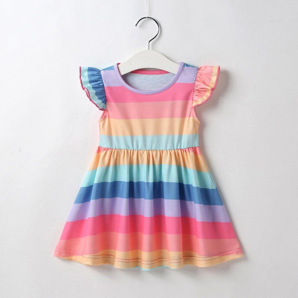 Robes de princesse pour enfants, robes de bébé arc-en-ciel en coton, robes de soirée pour filles, pour toutes les occasions
