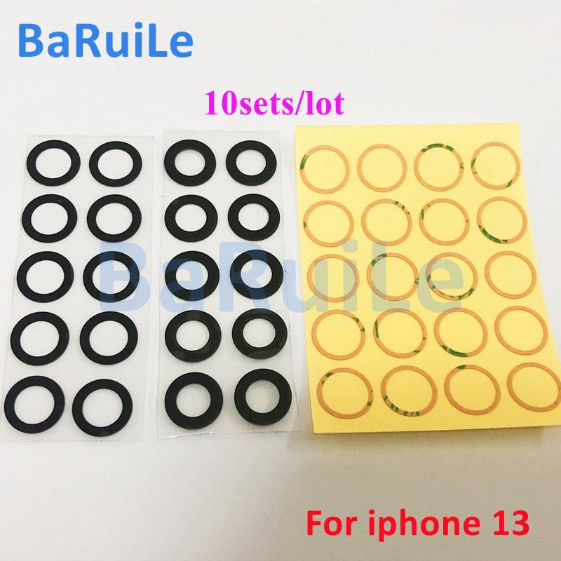 10 ensembles de lentilles en verre pour caméra arrière avec colle pour iPhone 11 12 13 Pro Max 13 Mini 14 14P, pièce de rechange pour réparation de lentille de caméra pour iPhone