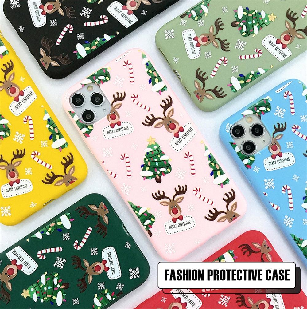 Coque de téléphone de Noël avec un beau Père Noël pour iPhone 13 14 12 11 Pro Max Mini 14Plus Housse souple en silicone Coque de téléphone mobile de Noël en silicone Coque de protection Coque confortable pour iPhone