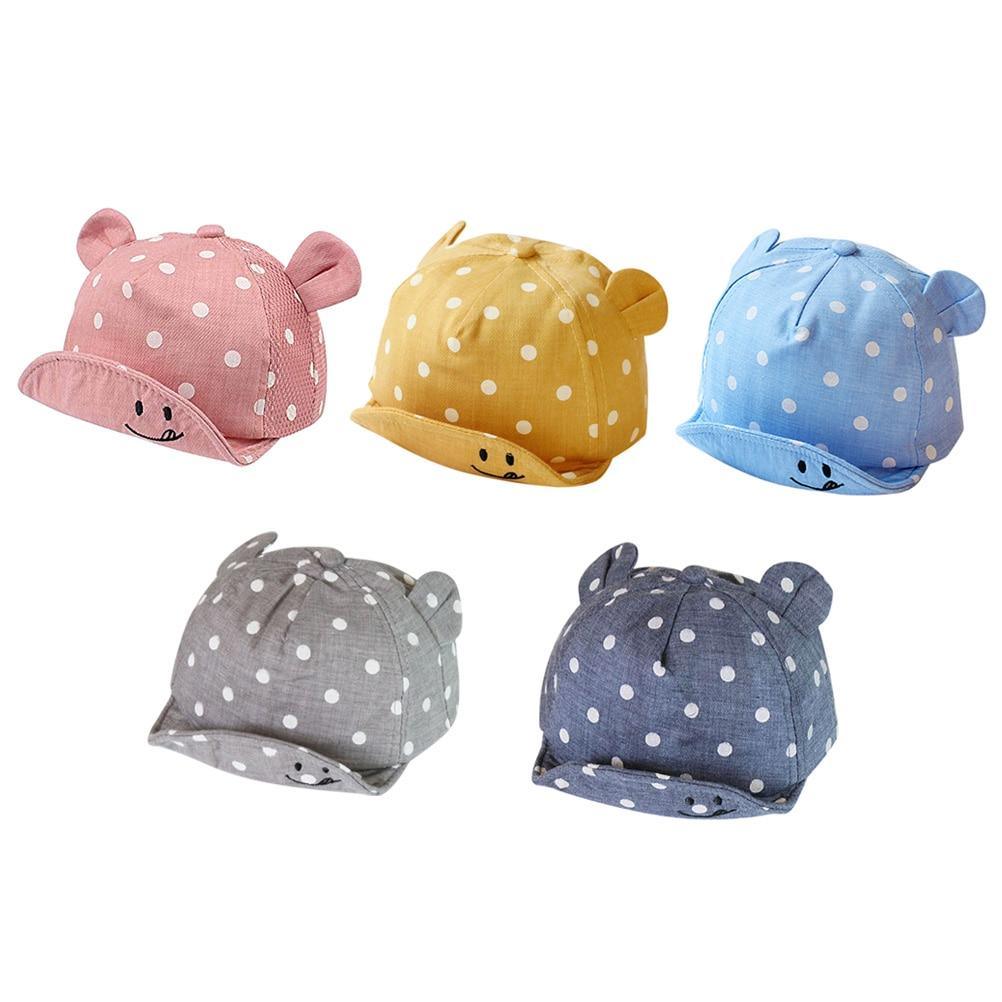 Chapeau de soleil mignon moderne pour enfants, chapeau de bébé à pois, chapeau de soleil pour fille et garçon avec oreilles, casquette de baseball pour garçons et enfants
