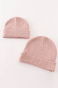 Bonnet en maille côtelée rose basique