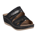 Sandales Compensées Havana Velcro Bicolores Noires à Double Bride