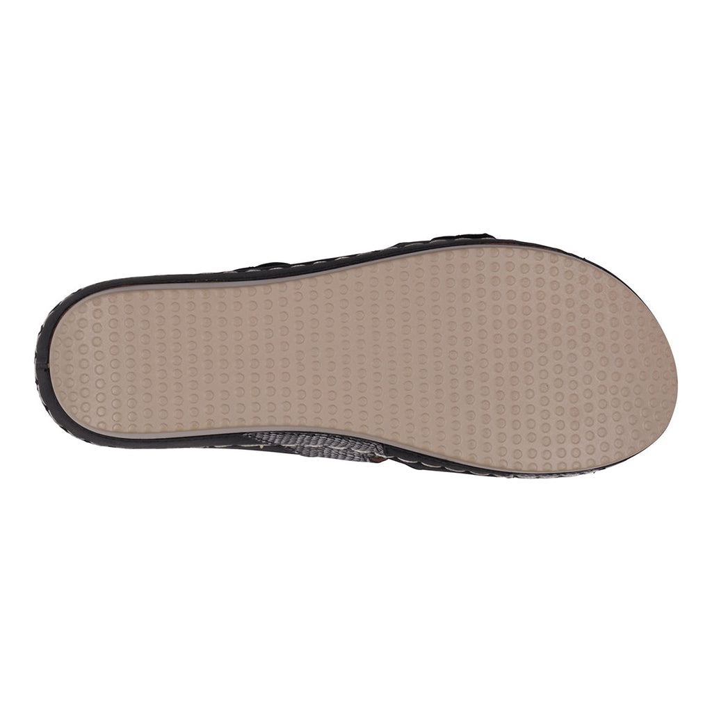 Sandales Compensées Havana Velcro Bicolores Noires à Double Bride