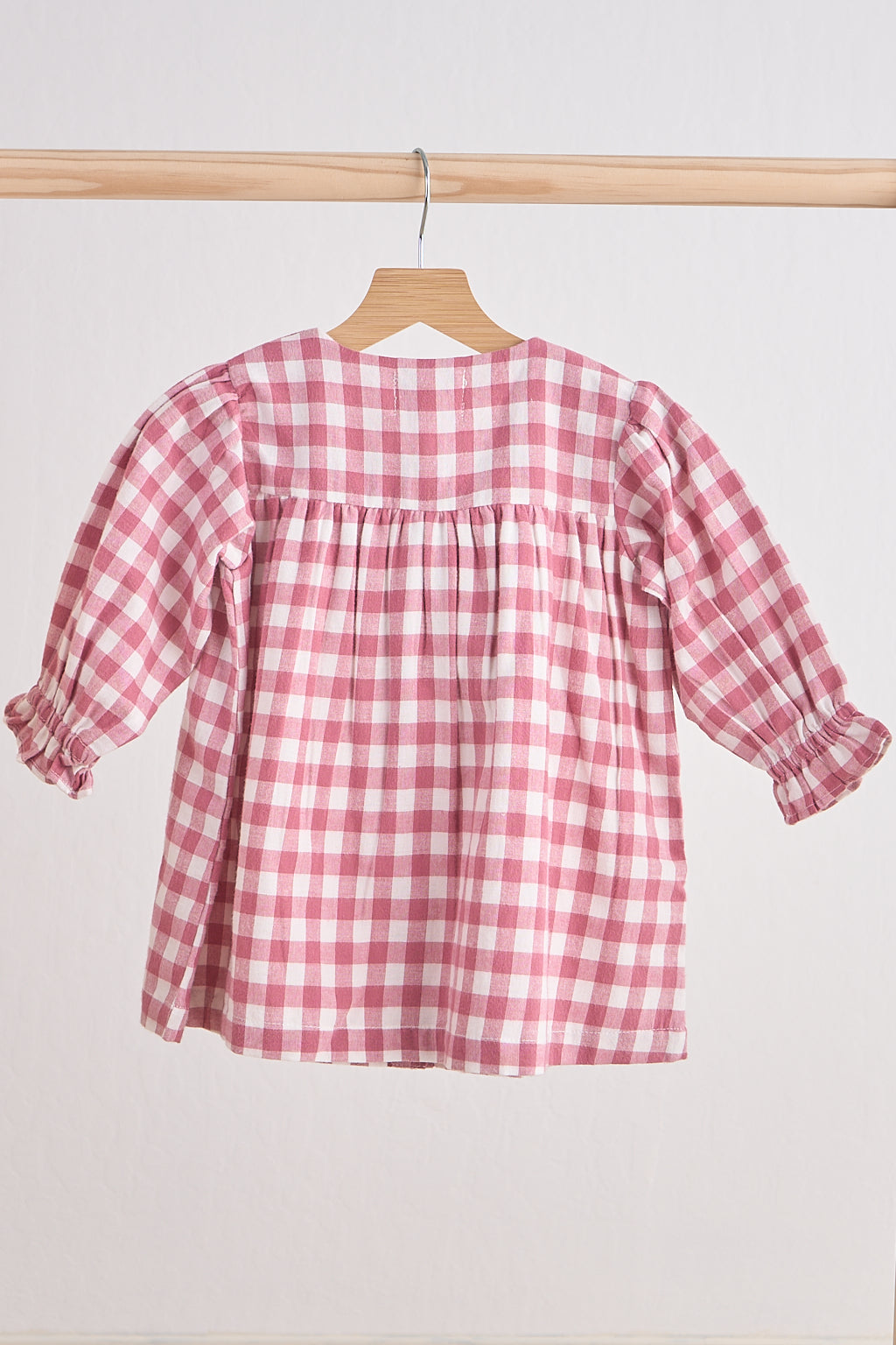 Robe à nœud en flanelle de vichy rose