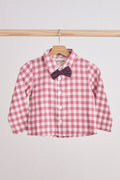 Chemise boutonnée en flanelle de coton vichy rose pour garçon