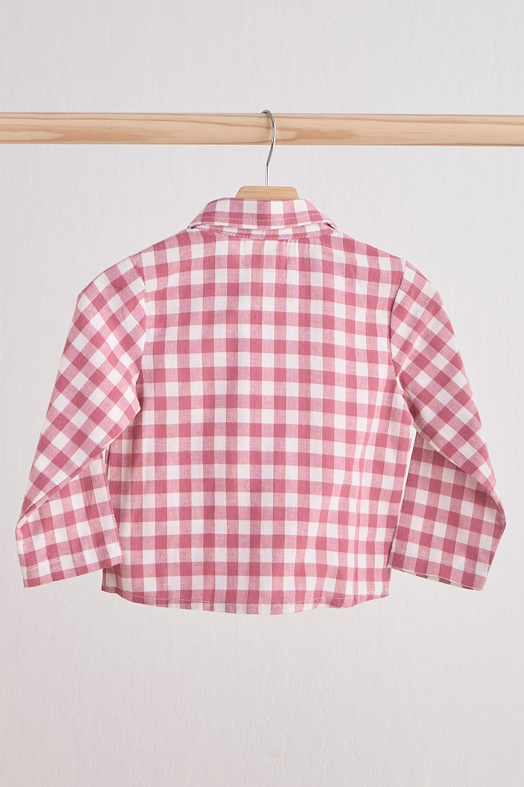 Chemise boutonnée en flanelle de coton vichy rose pour garçon