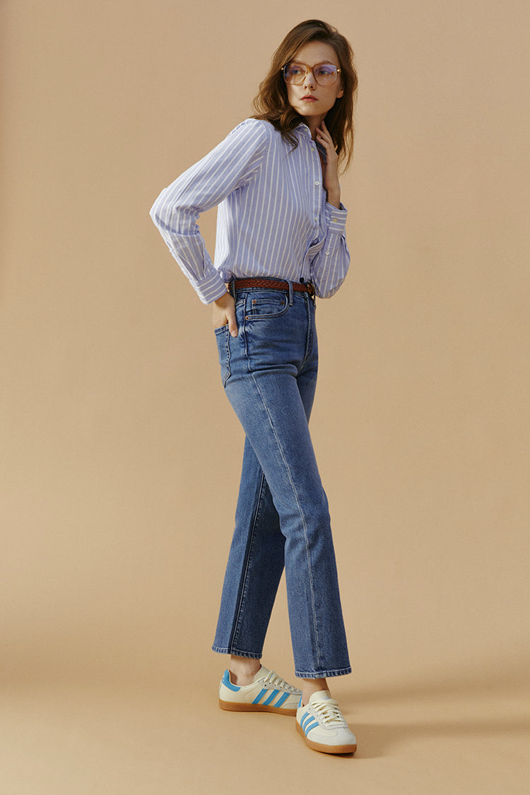 Jean Chelsea High Rise Straight Crop HJ005
