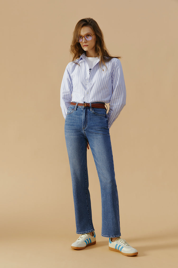 Jean Chelsea High Rise Straight Crop HJ005