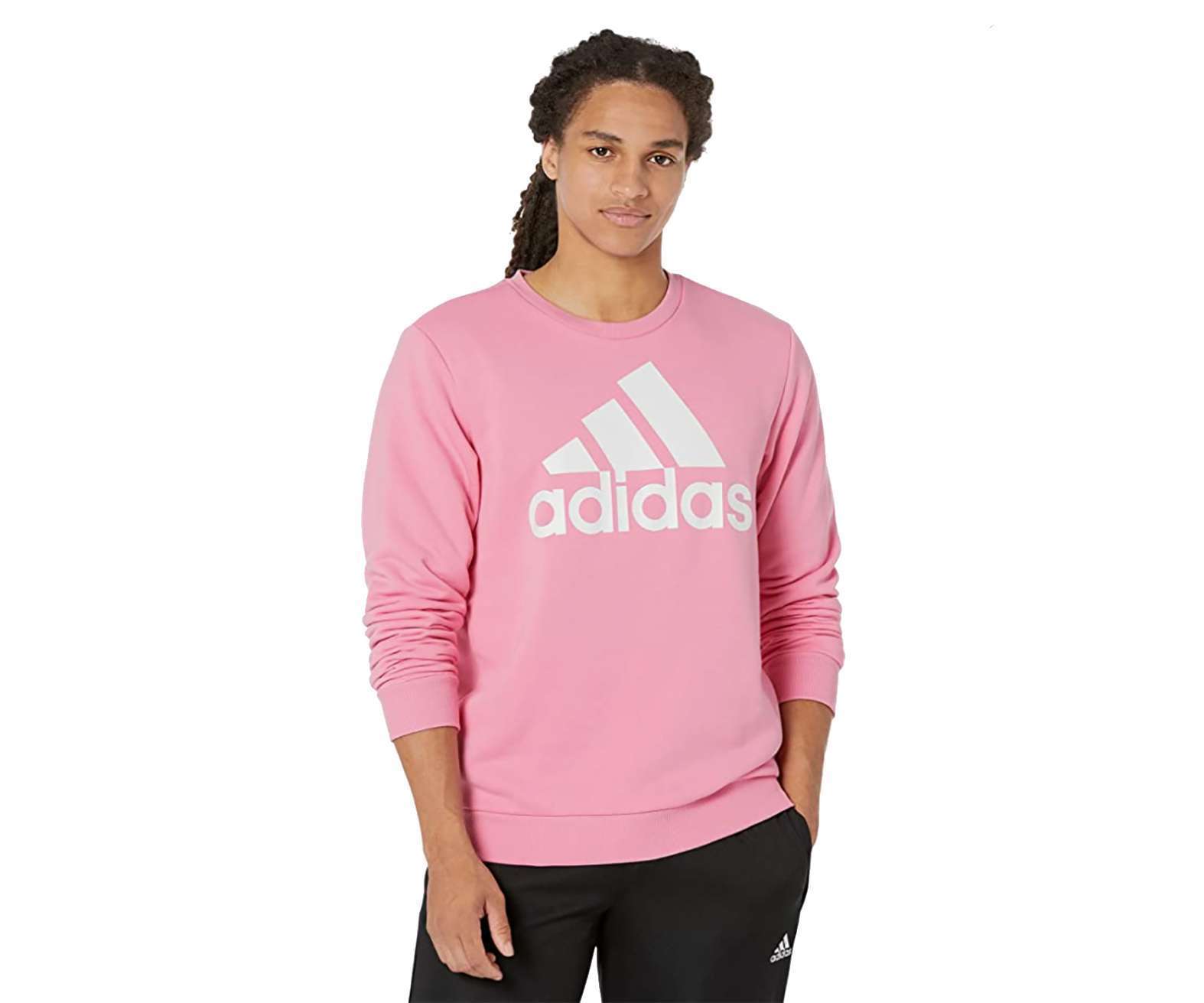 Sweat-shirt polaire Adidas Essentials grande logo pour homme - Rose bonheur