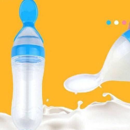 Biberon de céréales de riz avec cuillère pour bébé en silicone pour l'alimentation, le meilleur cadeau pour les enfants et les bébés