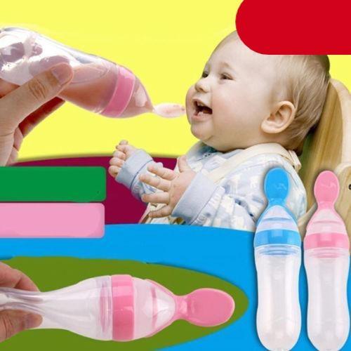 Biberon de céréales de riz avec cuillère pour bébé en silicone pour l'alimentation, le meilleur cadeau pour les enfants et les bébés